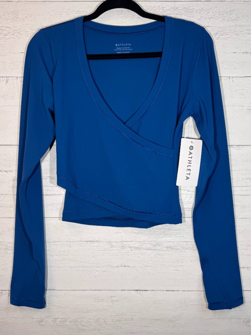 Athleta Transcend Wrap Top in Dark Lapis Blue